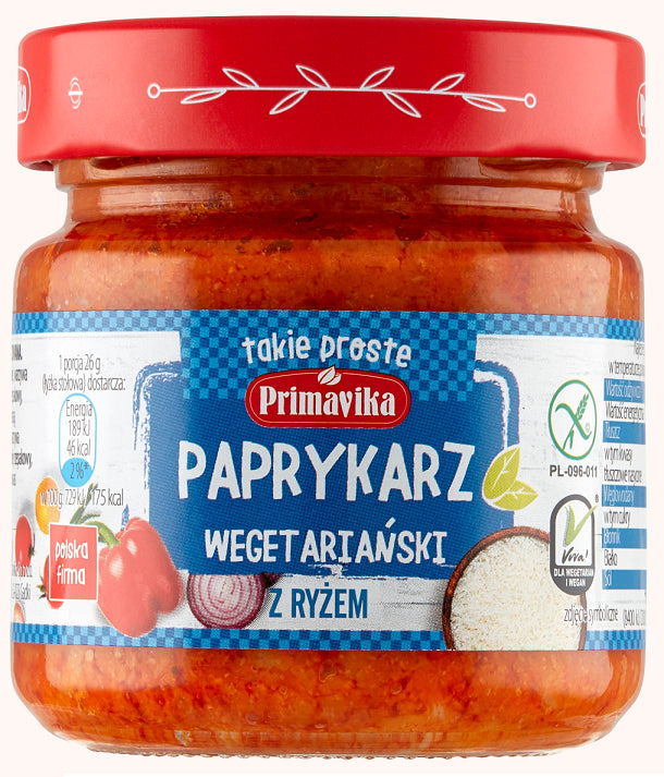 PAPRYKARZ WEGETARIAŃSKI Z RYŻEM BEZGLUTENOWY 160 g - PRIMAVIKA-0