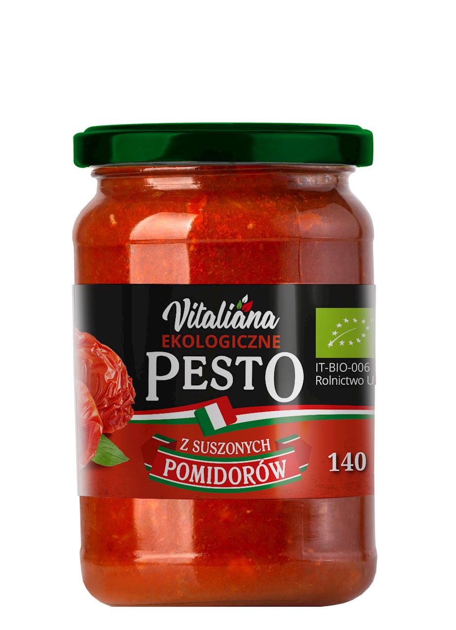 PESTO Z SUSZONYCH POMIDORÓW BIO 140 g - VITALIANA-0