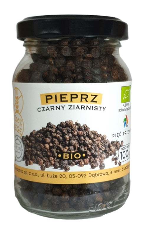 PIEPRZ CZARNY ZIARNISTY BEZGLUTENOWY BIO 100 g - PIĘĆ PRZEMIAN-0