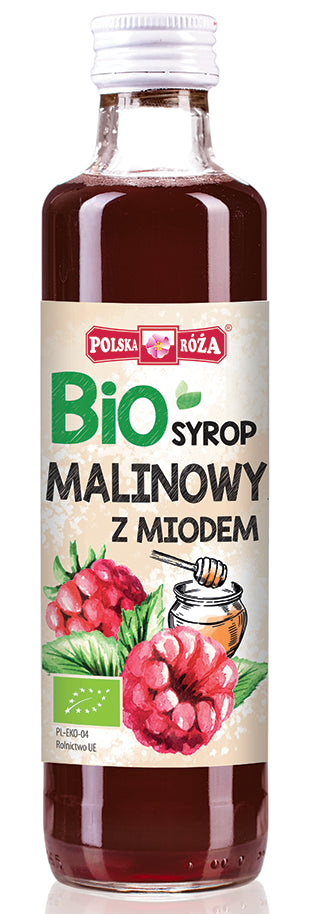 SYROP MALINOWY SŁODZONY MIODEM BIO 250 ml - POLSKA RÓŻA-0