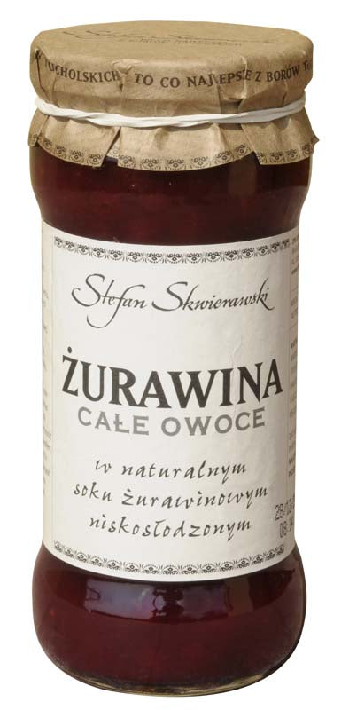 ŻURAWINA CAŁE OWOCE W SOKU ŻURAWINOWYM SŁODZONE FRUKTOZĄ 360 g - SKWIERAWSKI STEFAN-0