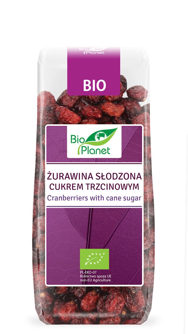 ŻURAWINA SŁODZONA CUKREM TRZCINOWYM BIO 100 g - BIO PLANET-0